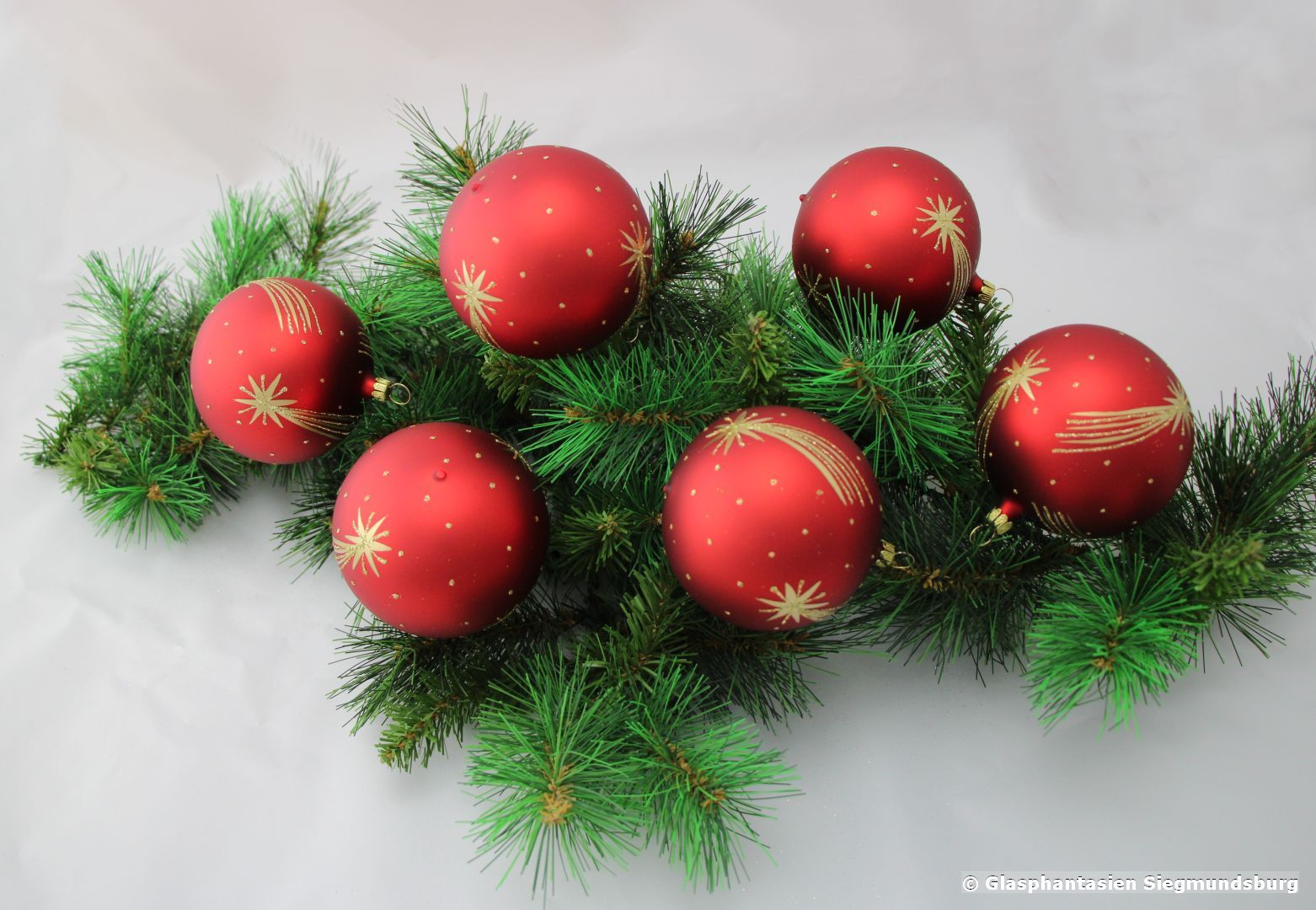 Kugeln 6 cm 6er Set Rot mit Komet goldfarbig Christbaum-Kugeln, Durchmesser ca. 6 cm