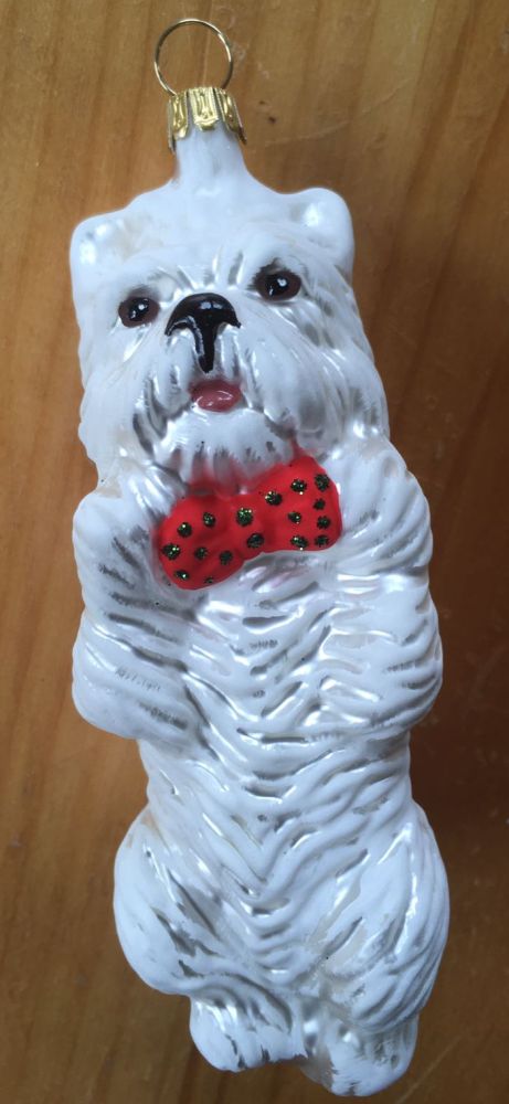 West Highland White Terrier, Christbaum-Dekoration aus Glas ca. 10 cm hoch
