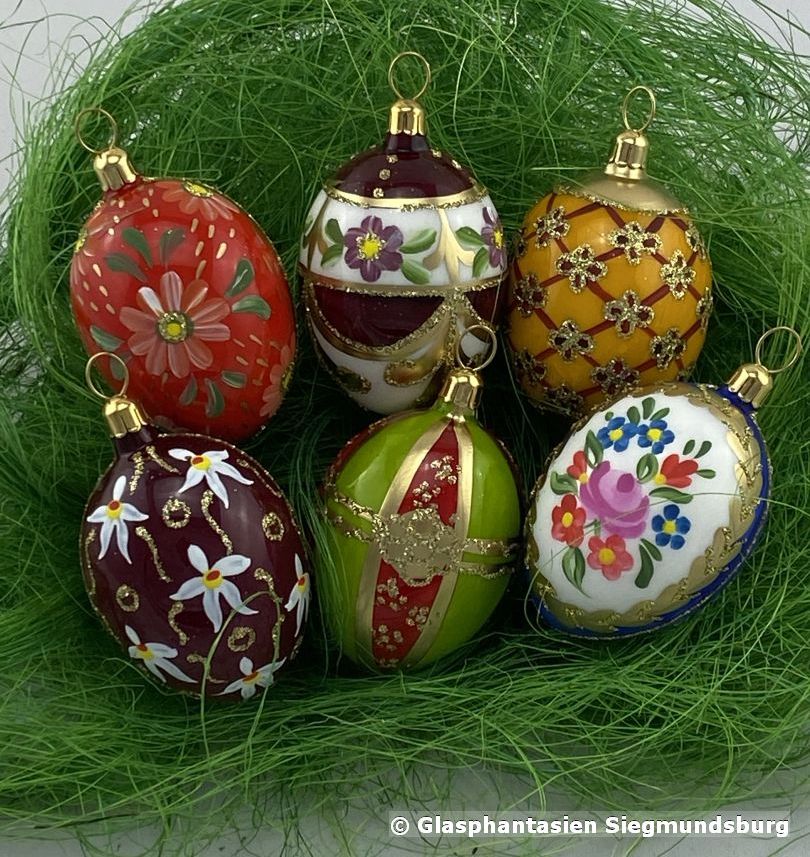 6er Set Ostereier, Art Limoge