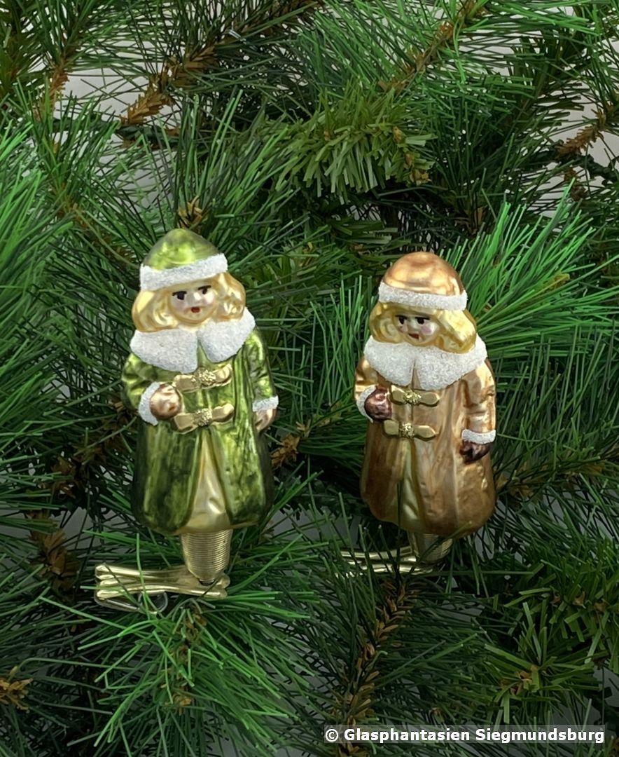 Weihnachts-Frauen, 2er Set ca. 7 cm hoch mit Klemmerfuß