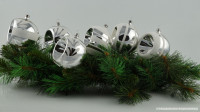 Griffel-Reflex-Kugeln Silber-Weiß 6er Set, 6 cm Kugeldurchmesser ca. 6 cm